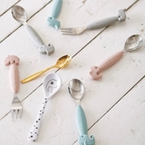 Детский набор столовых приборов Done by Deer, 3 шт., белый с серым (10875/32988) - Pampik - 3