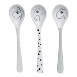 Детский набор столовых приборов Done by Deer, 3 шт., белый с серым (10875/32988) - Pampik