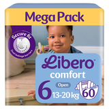Підгузки на липучках Libero Comfort 6 (13-20 кг), 60 шт. - Pampik