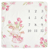 Плед Twins BabyDo Календар росту Кролики, 85x80 см, молочний з рожевим (1401) - Pampik