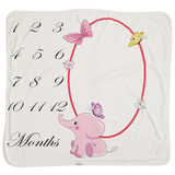 Плед Twins BabyDo Календар росту Elephant, 85x80 см, молочний з рожевим (1083) - Pampik