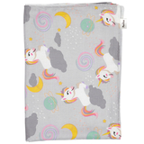 Плед Twins Єдиноріг, мусліновий подвійний, 110х75 см, сірий з принтом (1410-110/75-10U) - Pampik