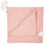 Плед мусліновий Twins Love, утеплений з китицями, 90x90 см, пудровий (1611-PMУ90х90-20L) - Pampik