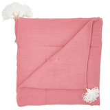 Плед мусліновий Twins Dirty rose, утеплений з китицями, 90x90 см, рожевий (1611-PMУ90-24) - Pampik