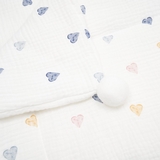 Плед муслиновый Twins Hearts, утепленный с кистями, 90x90 см, белый с принтом (1611-PMУ90х90-202H) - Pampik - 2