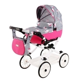 Коляска для ляльки Adbor Viki, сіро-рожевий (VI-05) - Pampik