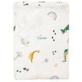 Плед Twins Динозаврик, мусліновий подвійний, 110х75 см, білий з принтом (1410-110/75-1006) - Pampik