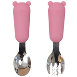 Прибори для годування Twins Ведмедик, виделка та ложка, рожевий (TV-03-08) - Pampik