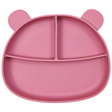 Тарілка силіконова Twins Ведмедик трисекційна, на присосці, рожевий (TRV-03-08) - Pampik