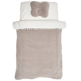 Постільний комплект Twins, велюр/сатин, 120х60 см, 3 предмети, сірий (4077-TW-10) - Pampik