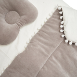 Постільний комплект Twins, велюр/сатин, 120х60 см, 3 предмети, сірий (4077-TW-10) - Pampik - 2