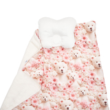 Плед і подушка ортопедична Twins 4D Ведмедики, велюр, 90х90 см, рожевий (1431-T4D-08) - Pampik - 2