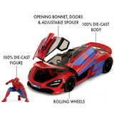 Машина металева Jada Марвел. Людина-Павук Макларен 720S з фігуркою Людини-Павука, 1:24, червоний (253225034) - Pampik - 16