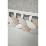 Бампер-косичка Twins Ego, 3-х прядна, 200 см, бежевий з сірим (2020-K3-200E1002) - Pampik - 3