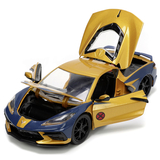 Машина металева Jada Марвел. Люди-Х Шевроле Корвет з фігуркою Росомахи, 1:24, жовтий з синім (253225025) - Pampik - 5