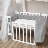 Бампер-косичка Twins Teddy, 3-х прядна, 120 см, сірий (2020-K3T120-10) - Pampik - 2