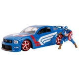 Машина металева Jada Марвел. Месники Форд Мустанг GT (2006) з фігуркою Капітана Америки,1:24, синій (253225007) - Pampik