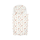 Набір в коляску Twins Bear Пташечки: плед, подушка, простирадло на резинці, муслін, білий (1489-TMB-1022) - Pampik