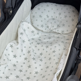 Набір в коляску Twins Bear Зірочка: плед, подушка, простирадло на резинці, муслін, сірий (1489-TMB-1010) - Pampik - 3
