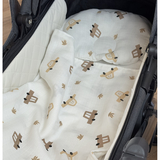 Набір в коляску Twins Bear Автомобілі: плед, подушка, простирадло на резинці, муслін, молочний (1489-TMB-1012) - Pampik - 3