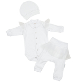 Набір на виписку Twins для дівчинки, 3 предмета, інтерлок, р.56, white, білий (W-190-TH-56-01) - Pampik