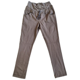 Штани для вагітних Menonove з трикотажним животом, пояс на гумці, р.46, хакі (J12124/4502) - Pampik