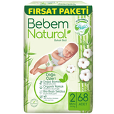 Підгузки на липучках Bebem Natural, 2 (3-6 кг), 68 шт. - Pampik