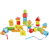 Дерев'яні кубики-шнурівка Hape Фігури (E1019) - Pampik