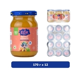 Пюре Elfik Magic из яблок и абрикосов, без сахара, 2040 г (12 шт. по 170 г) - Pampik