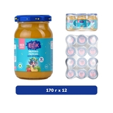 Пюре Elfik Magic из яблок и персиков, без сахара, 2040 г (12 шт. по 170 г) - Pampik