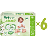 Підгузки на липучках Bebem Natural, 6 (15+ кг), 120 шт. (6 уп. по 20 шт.) - Pampik
