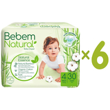 Підгузки на липучках Bebem Natural, 4 (7-14 кг), 180 шт. (6 уп. по 30 шт.) - Pampik