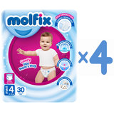 Подгузники-трусики Molfix, 4 (9-14 кг), 120 шт. (4 уп. по 30 шт.) - Pampik