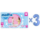Подгузники-трусики Molfix, 6 (15+ кг), 114 шт. (3 уп. по 38 шт.) - Pampik