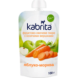 Фруктове пюре Kabrita з козячими вершками Яблучне пюре з морквою, 100 г - Pampik