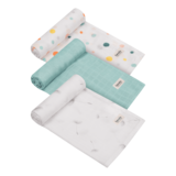 Набор пеленок Lionelo Bamboo Set Dot, 70х70 см, 3 шт., бело-голубой (LO-BAMBOO SET DOT) - Pampik - 3