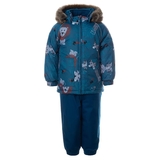 Дитячий зимовий комплект Huppa Avery, куртка та напівкомбінезон, р.86, бірюзово-зелений з принтом/бірюзово-зелений (41780030-03066-086) - Pampik