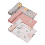 Набор пеленок Lionelo Bamboo Set Leaf, 70х70 см, 3 шт., розовый (LO-BAMBOO SET LEAF) - Pampik - 3