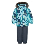 Дитячий зимовий комплект Huppa Avery, куртка та напівкомбінезон, р.86, м'ятний з принтом/сірий (41780030-93426-086) - Pampik