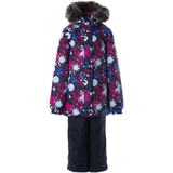 Дитячий зимовий комплект Huppa Renely 1, куртка та штани, р.140, фуксія з принтом/темно-синій (41850130-14563-140) - Pampik