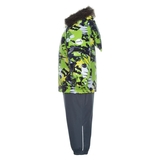 Дитячий зимовий комплект Huppa Avery, куртка та напівкомбінезон, р.86, лаймовий з принтом/сірий (41780030-92847-086) - Pampik - 3