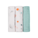 Набор пеленок Lionelo Bamboo Set Dot, 70х70 см, 3 шт., бело-голубой (LO-BAMBOO SET DOT) - Pampik - 2