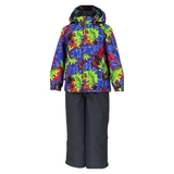 Дитячий демісезонний комплект Huppa Yoko, куртка та напівкомбінезон, р.86, синій з принтом/темно-сірий (41190014-82235-086) - Pampik