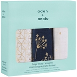 Муслинові пелюшки Aden + Anais Musy Gold Deco, 70х70 см, 3 шт., біло-синій (AA7235G) - Pampik