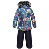 Комплект зимовий Huppa Belinda 1: куртка + напівкомбінезон, р.92, темно-синій з принтом (45090130-13486-092) - Pampik