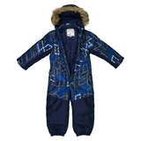 Детский зимний комбинезон Huppa Bruce, р.128, синий с принтом (36330030-82535-128) - Pampik - 4