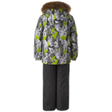 Комплект зимовий Huppa Dante 1: куртка + напівкомбінезон, р.116, сірий/лайм з принтом (41930130-02647-116) - Pampik - 2