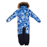 Детский зимний комбинезон Huppa Fenno, р.122, синий с принтом (36240030-82735-122) - Pampik