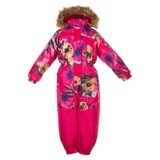 Дитячий зимовий комбінезон Huppa Chloe 1, р.128, фуксія з принтом (36190130-81763-128) - Pampik