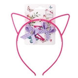 Обруч для волосся Lukky з вушками та двома заколками, рожевий (T18561) - Pampik